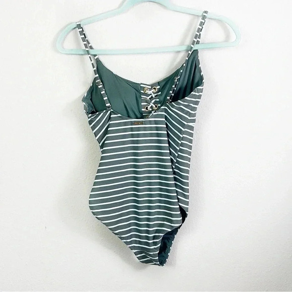 Sea Level Chamarel Lace Up Bralette One Piece Swimsuit SZ US 6 olive green - Picture 3 of 14
